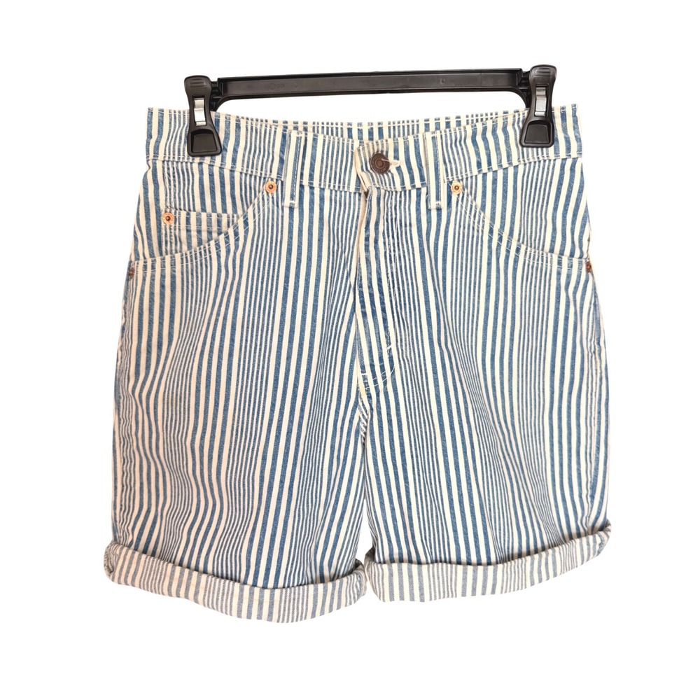 Levis 950 Relaxed Fit Hickory Stripe Orange Tab Shorts Size 7/26